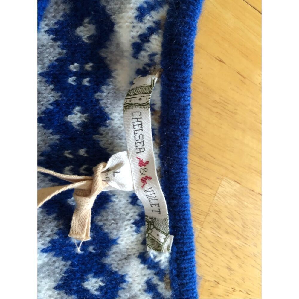 Chelsea & Violet Womens L Blue Fair Isle Knit Sweater Cozy Boho NWT - Picture 13 of 13